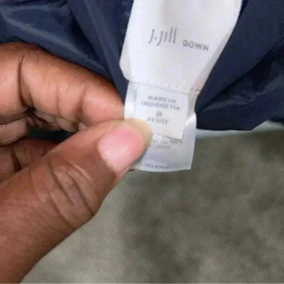 J. Jill Down Reversible Puffer Coat Jacket Size M Petite Blue - Picture 5 of 6